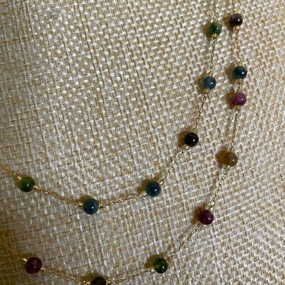 Elegant Multicolor Glass Bead Station Necklace - Picture 5 of 6